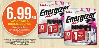 Mariano's Energizer max aa or aaa batteries offer