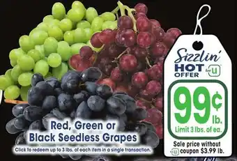 Jewel-Osco Red, green or black seedless grapes offer