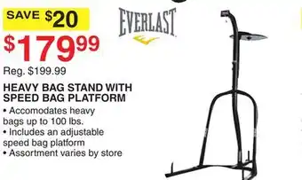 Dunham's Sports Everlast heavy bag stand with speed bag platform offer