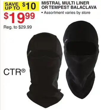 Dunham's Sports Ctr mistral multi liner or tempest balaclava offer