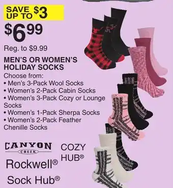 Dunham's Sports Canyon men's or women's holiday socks offer