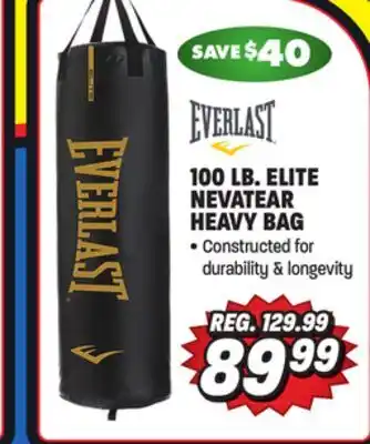 Big 5 Everlast 100 lb. elite nevatear heavy bag offer