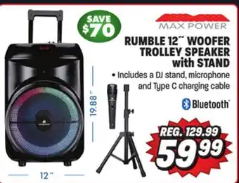 Big 5 Max power rumble 12 woofer bluetooth trolley speaker with stand offer