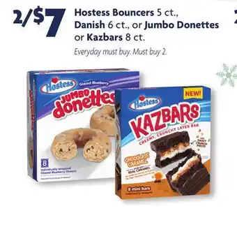 Family Dollar Hostess bouncers 5 ct., danish 6 ct., or jumbo donettes or kazbars 8 ct offer