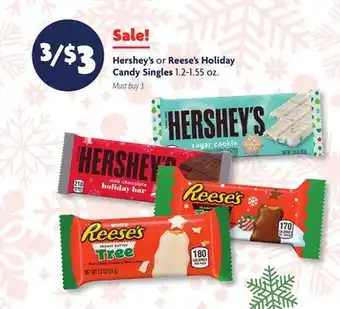 Family Dollar Hershey's or reese's holiday candy singles offer