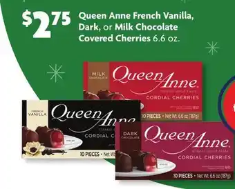 Family Dollar Queen anne french vanilla, dark, or milk chocolate covered cherries offer