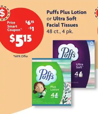 Family Dollar Puffs plus lotion or ultra soft facial tissues offer
