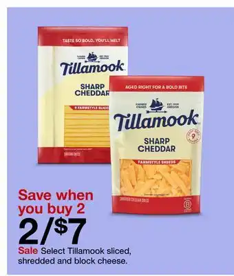 Target Tillamook sliced, shredded and block cheese offer