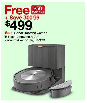 Target Irobot roomba combo j5 + self-emptying robot vacuum & mop offer