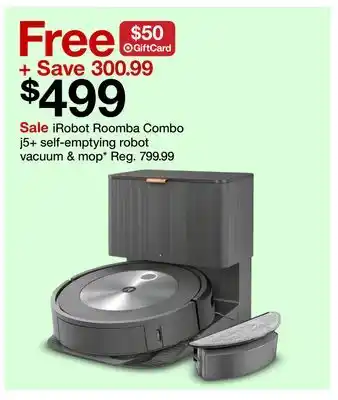 Target Irobot roomba combo j5 + self-emptying robot vacuum & mop offer