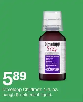Target Dimetapp children's 4-fl.-oz. cough & cold relief liquid offer