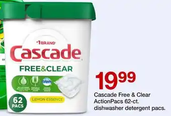 Target Cascade free & clear actionpacs 62-ct. dishwasher detergent pacs offer