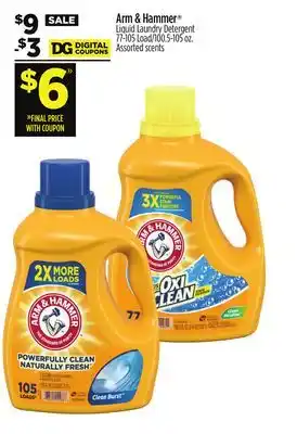 Dollar General Arm & hammer liquid laundry detergent offer