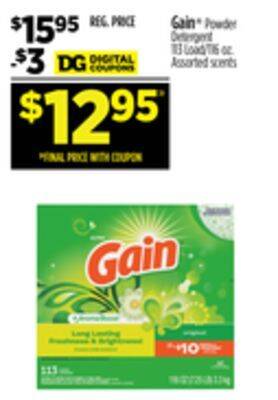 Dollar General Gain powder detergent offer