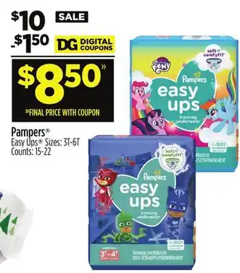 Dollar General Pampers easy ups offer