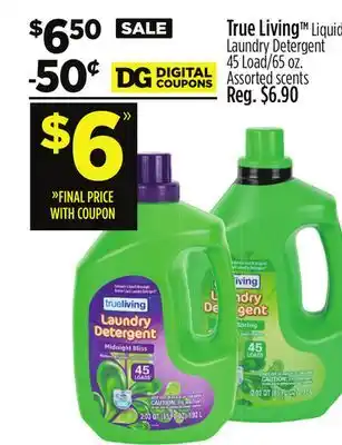 Dollar General True living liquid laundry detergent offer