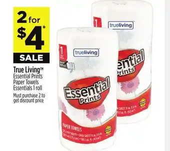 Dollar General True living essential prints paper towels offer