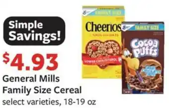 Fareway General Mills Family Size Cereal offer
