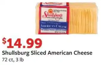 Fareway Shullsburg Sliced American Cheese 72 ct, 3 lb offer
