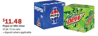 Fareway Pepsi or Mtn Dew 24 pk 12 oz cans offer