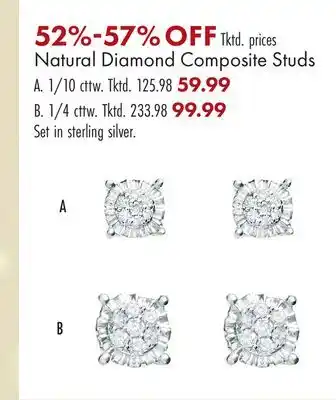 Boscov's Natural diamond composite studs offer
