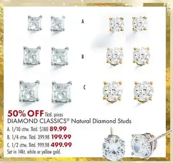 Boscov's Diamond classics natural diamond studs offer