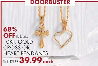 Boscov's 10kt gold cross or heart pendants offer