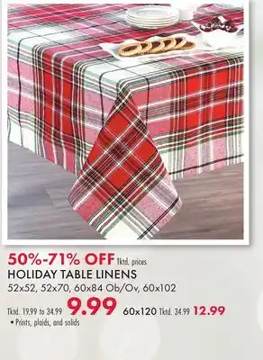 Boscov's Holiday table linens offer