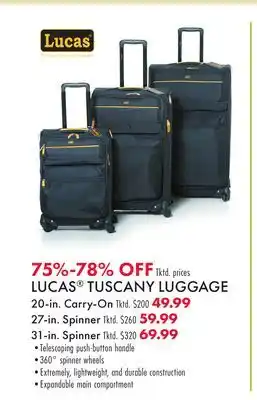 Boscov's Lucas tuscany luggage offer