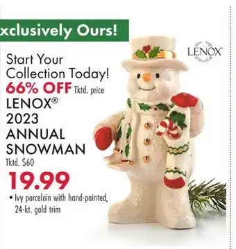 Boscov's Lenox 2023 annual snowman offer