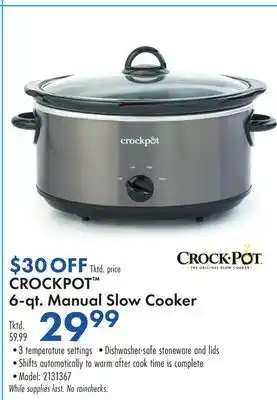 Boscov's Crockpot 6-qt. manual slow cooker offer