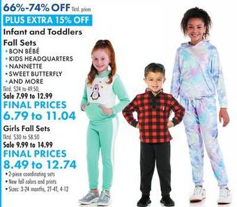 Boscov's Infant and toddlers fall sets sets offer
