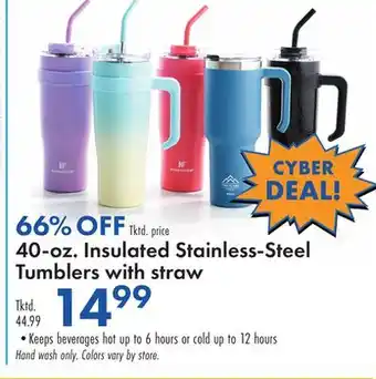 Boscov's 40-oz. insulated stainless-steel tumblers with straw offer