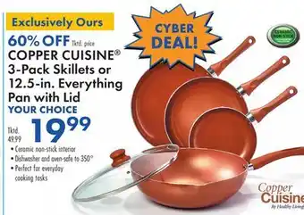 Boscov's Copper cuisine 3-pack skillets or 12.5-in. everything pan with lid offer