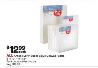 Michaels All artist's loft super value canvas packs offer
