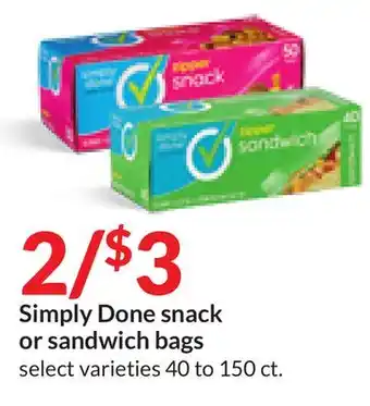 Hy-Vee Simply done snack or sandwich bags offer