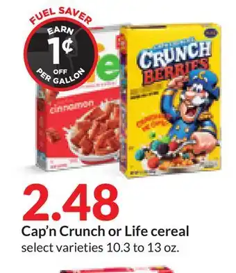 Hy-Vee Cap'n crunch or life cereal offer