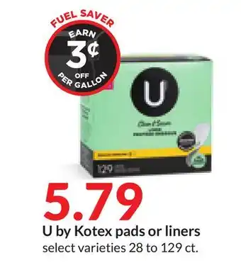 Hy-Vee U by kotex pads or liners offer