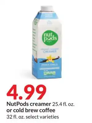 Hy-Vee Nutpods creamer 25.4 fl. oz. or cold brew coffee 32 fl. oz offer