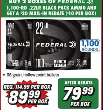 Big 5 Federal 22lr black pack ammunition - 1100 rounds offer