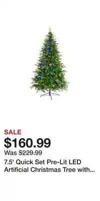 Big Lots 7.5' quick set pre-lit led artificial christmas tree with color-changing lights offer