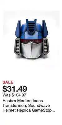 Game Stop Hasbro modern icons transformers soundwave helmet replica gamestop exclusive offer