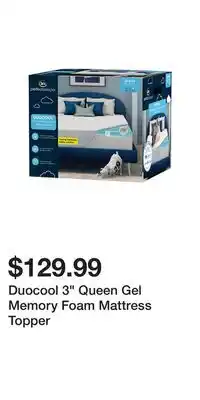 Big Lots Duocool 3 queen gel memory foam mattress topper offer