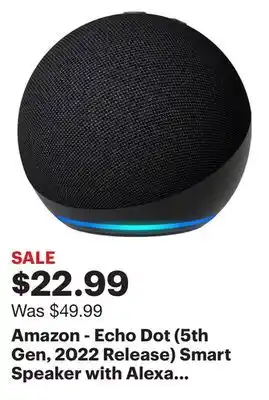 Best Buy Amazon - echo dot (5th gen, 2022 release) smart speaker with alexa - charcoal offer