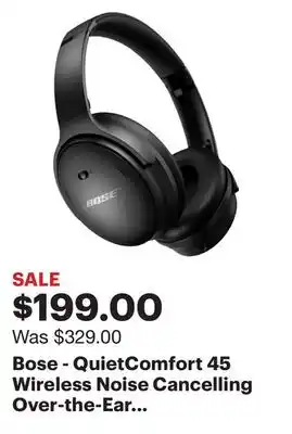 Best Buy Bose - quietcomfort 45 wireless noise cancelling over-the-ear headphones - triple black offer