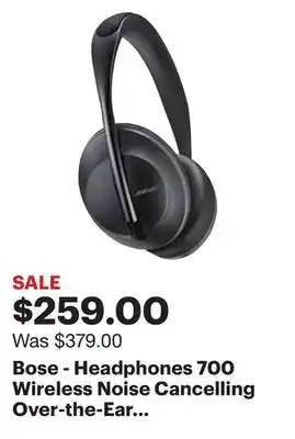 Best Buy Bose - headphones 700 wireless noise cancelling over-the-ear headphones - triple black offer