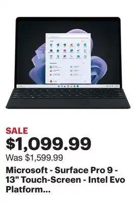 Best Buy Microsoft - surface pro 9 - 13 touch-screen - intel evo platform core i7 - 16gb memory - 256gb ssd - device only (latest mode offer
