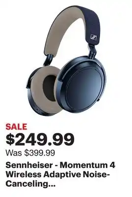 Best Buy Sennheiser - momentum 4 wireless adaptive noise-canceling over-the-ear headphones - denim offer