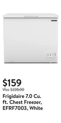 Walmart Frigidaire 7.0 cu. ft. chest freezer, efrf7003, white offer