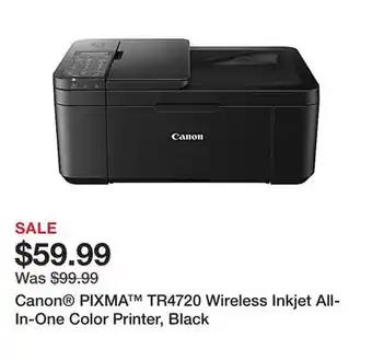 Office Depot Canon pixma tr4720 wireless inkjet all-in-one color printer, black offer